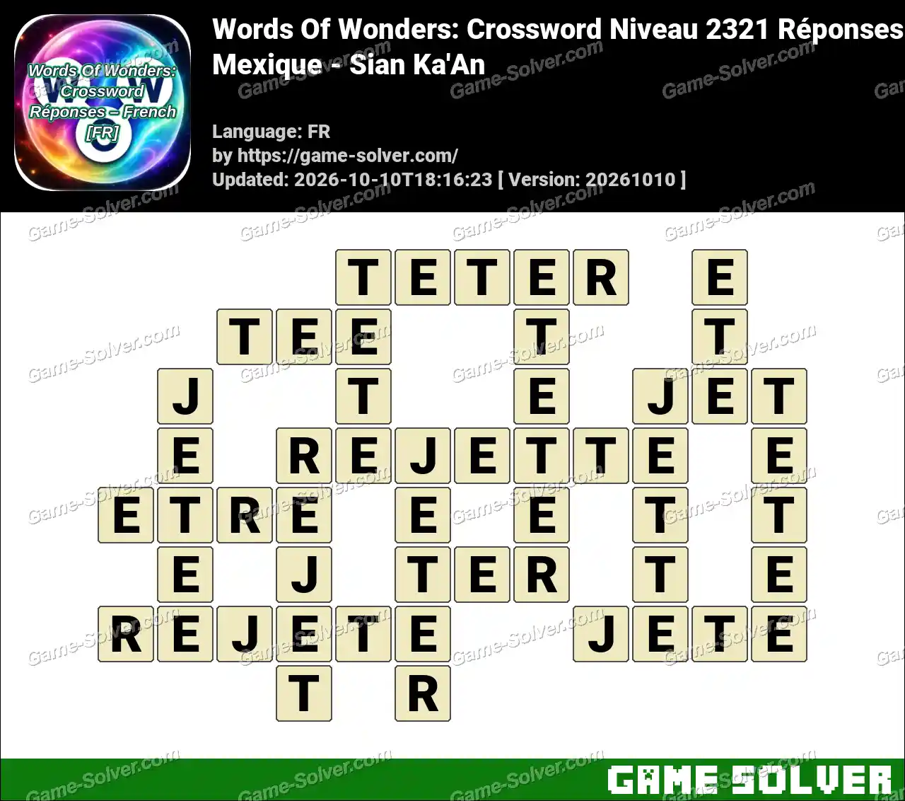 Words Of Wonders: Crossword Niveau 2321 Réponses – Mexique – Sian Ka’An